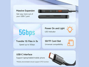 هاب 5 پورت تایپ سی مک دودو Mcdodo HU-143 5in1 USB-C Hub