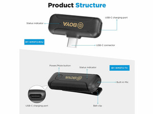 میکروفون تایپ سی بی سیم بویا BOYA BY-WM3T2-U2 Wireless Microphone