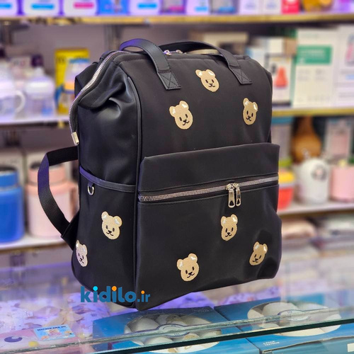 کوله پشتی لوازم کودک طرح تدی پارچه نانسی ضدآب - مشکی