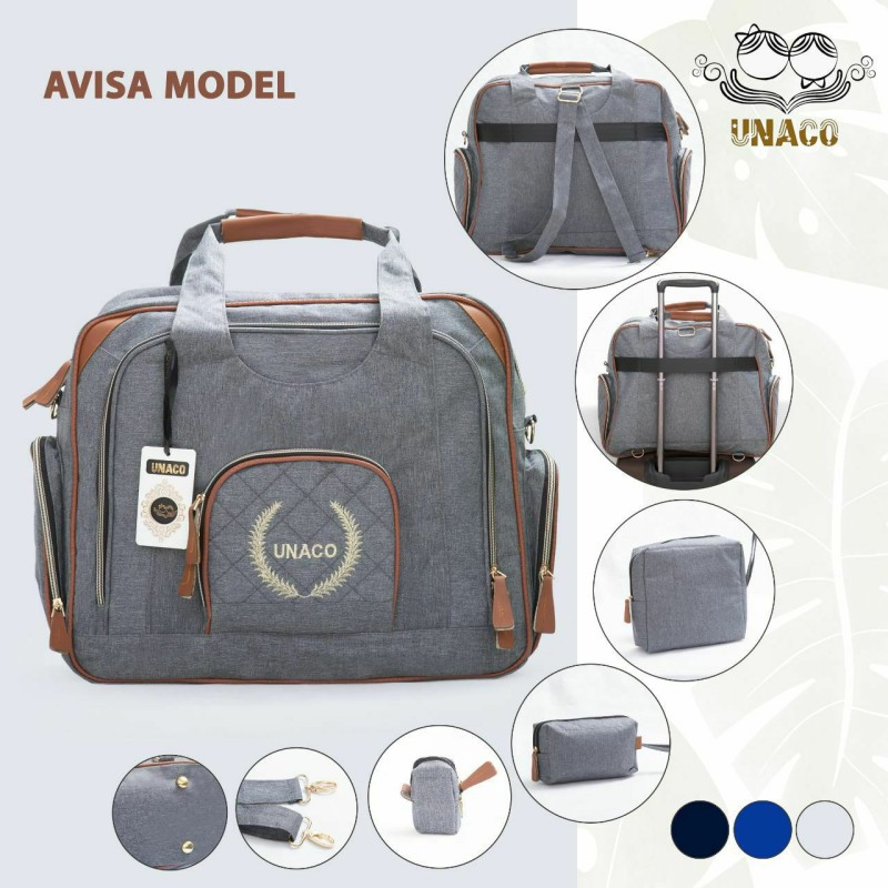 ساک لوازم یوناکو مدل آویسا (طوسی نوار قهوه ای)
