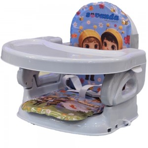 صندلی غذا پرتابل سواندا + کاسه و قاشق اشانتیون- طوسی