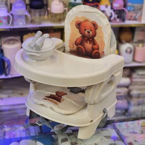 صندلی غذا پرتابل سواندا + کاسه و قاشق اشانتیون- کرم