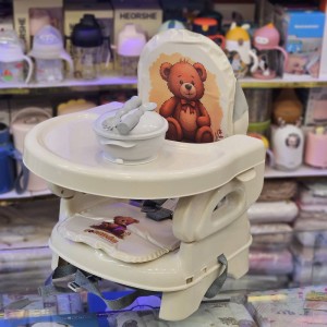 صندلی غذا پرتابل سواندا + کاسه و قاشق اشانتیون- کرم