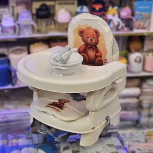 صندلی غذا پرتابل سواندا + کاسه و قاشق اشانتیون- کرم