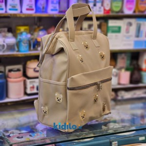 کوله پشتی لوازم کودک طرح تدی پارچه نانسی ضدآب - کرم