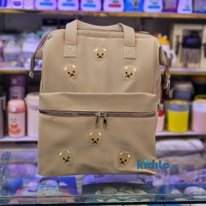 کوله پشتی لوازم کودک طرح تدی پارچه نانسی ضدآب - کرم