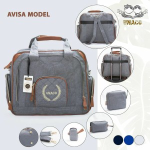 ساک لوازم یوناکو مدل آویسا (طوسی نوار قهوه ای)