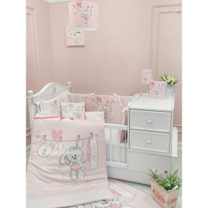 سرویس روتختی نوزاد هفت تکه طرح خرگوش بند رخت (صورتی) برند مامزکیوتی