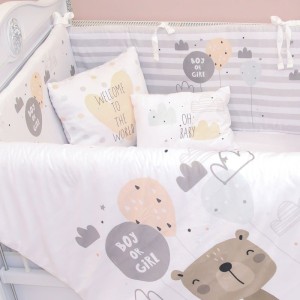 روتختی۷تکه نوزاد طرح خرس کارتنی (طوسی)(momscutie)