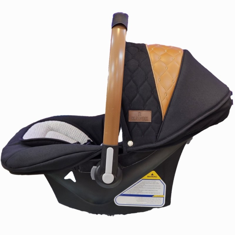 کریر ۴ کاره کاووک (پارچه مشکی قهوه ای-دسته مسی) (صندلی ماشین-نی نی لای لای-مبل کودک-وسیله حمل)