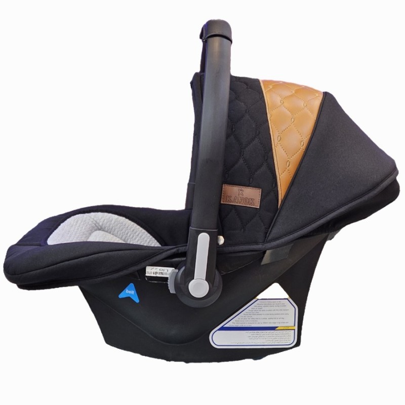 کریر ۴ کاره کاووک (پارچه مشکی قهوه ای-دسته مشکی) (صندلی ماشین-نی نی لای لای-مبل کودک-وسیله حمل)