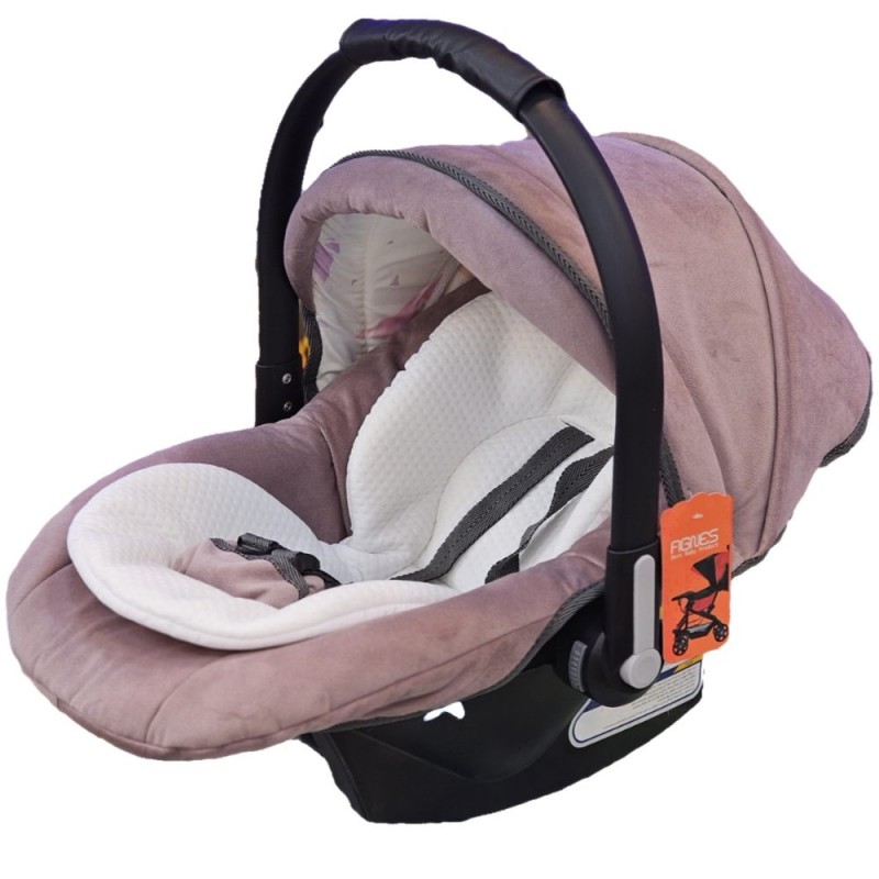 کریر ۴ کاره اگنس (پارچه صورتی اعلا - دسته مشکی) (قابل تبدیل به صندلی ماشین)