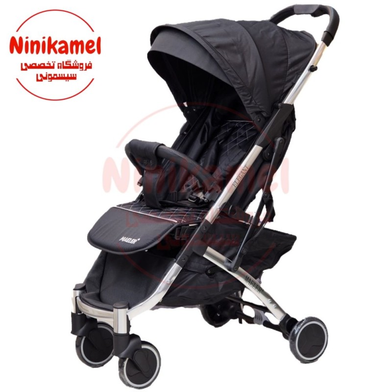 کالسکه مسافرتی مایلر مدل الگانت (مشکی بدنه سیلور) Maeler Elegant (همراه کارت گارانتی ۱۲ ماهه شرکتی)