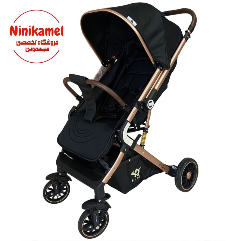 کالسکه چمدانی kidi کیدی رو به مادر شو مدل ۰۰۸ (مشکی بدنه طلایی)