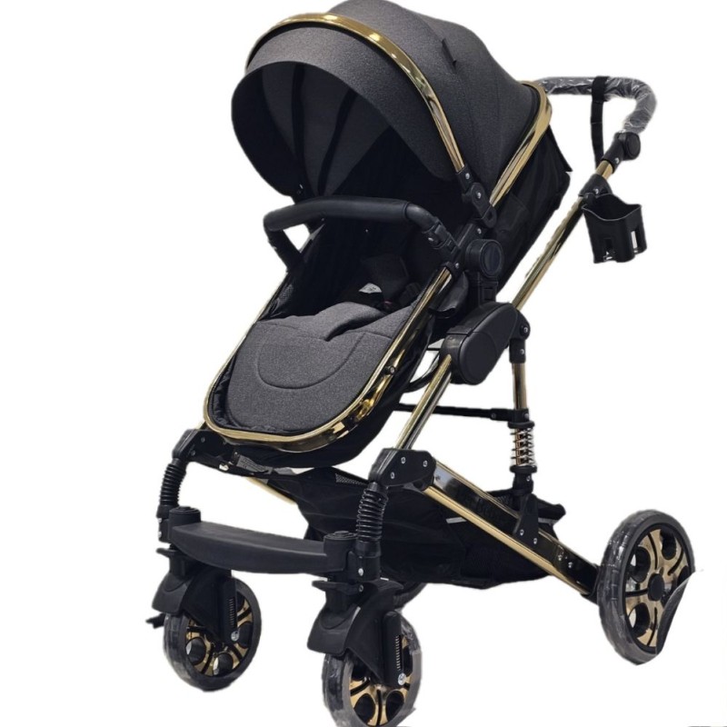 کالسکه + کریر per bebe طوسی تیره طلایی (همراه کارت گارانتی ۱۲ ماهه شرکتی)