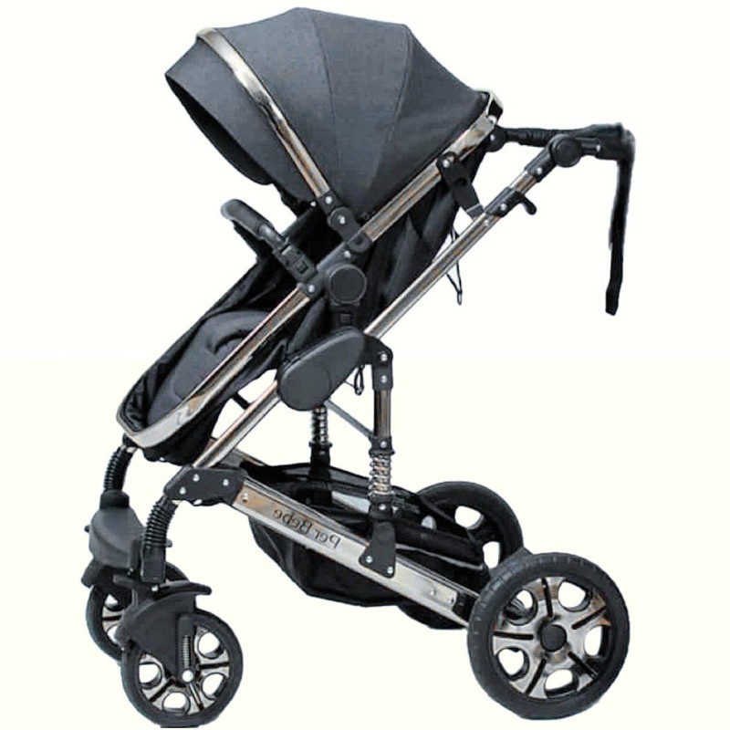 کالسکه + کریر per bebe طوسی تیره استیل (همراه کارت گارانتی ۱۲ ماهه شرکتی)