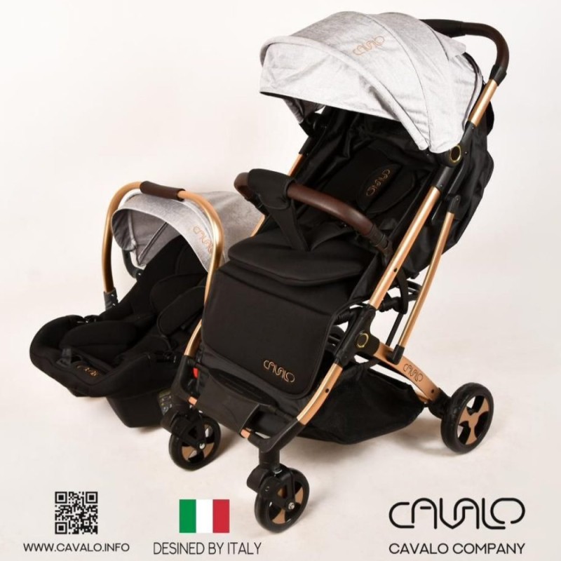 سرویس کالسکه ۲ تکه کاوالو Cavalo چمدانی (طوسی)