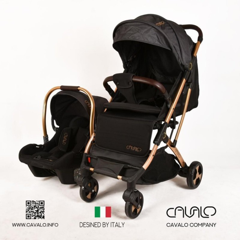 سرویس کالسکه ۲ تکه کاوالو Cavalo چمدانی (مشکی)