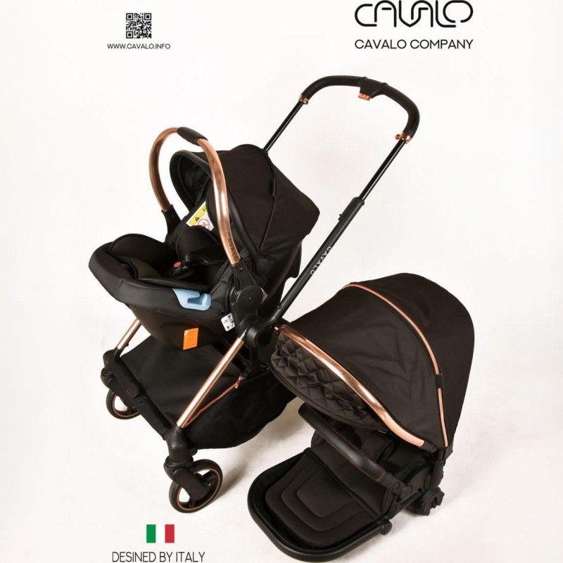 سرویس کالسکه دسته دوطرفه و اتاق دوطرفه کاوالو Cavalo (مشکی بدنه طلایی)