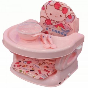 صندلی غذای کودک مدل پرتابل + کاسه و قاشق رایگان با تشک نرم عروسکی سواندا Suvanda (صورتی)