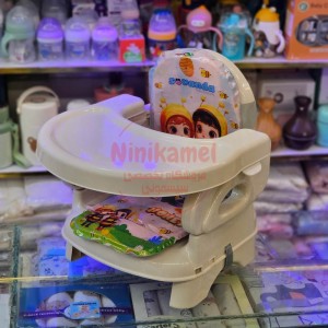 صندلی غذای کودک مدل پرتابل + کاسه و قاشق رایگان با تشک نرم عروسکی سوواندا Suvanda (صورتی)