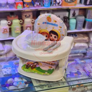 صندلی غذای کودک مدل پرتابل + کاسه و قاشق رایگان با تشک نرم عروسکی سوواندا Suvanda (صورتی)