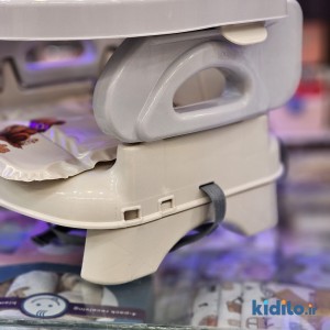 صندلی غذای کودک مدل پرتابل + کاسه و قاشق رایگان با تشک نرم عروسکی سواندا Suvanda (طوسی)