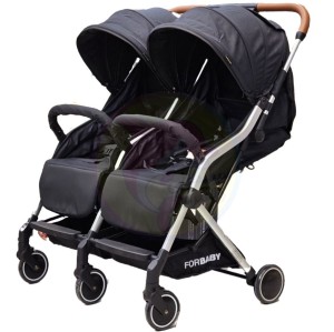 کالسکه دوقلو فوربیبی For Baby (رنگ مشکی) (موجود در انبار - تحویل ۱ ساعته در تهران و ۲ روزه شهرستان)