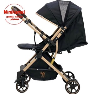 کالسکه چمدانی kidi کیدی رو به مادر شو مدل ۰۰۷ (مشکی بدنه طلایی)