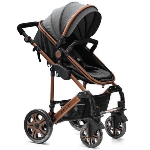 کالسکه تک اسپرینگ مدل گلکسی رنگ طوسی روشن بدنه مسی ( بهمراه گارانتی ۱۲ ماهه شرکتی و ۲۴ ماه خدمات پس از فروش)