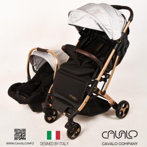 سرویس کالسکه ۲ تکه کاوالو Cavalo چمدانی (طوسی)