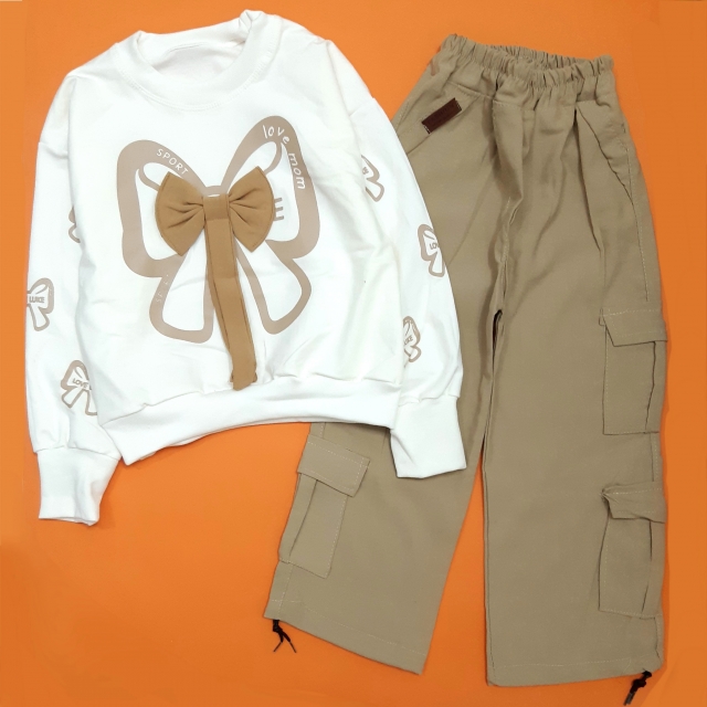 بلوز کراپ شلوار فینگردار پروانه