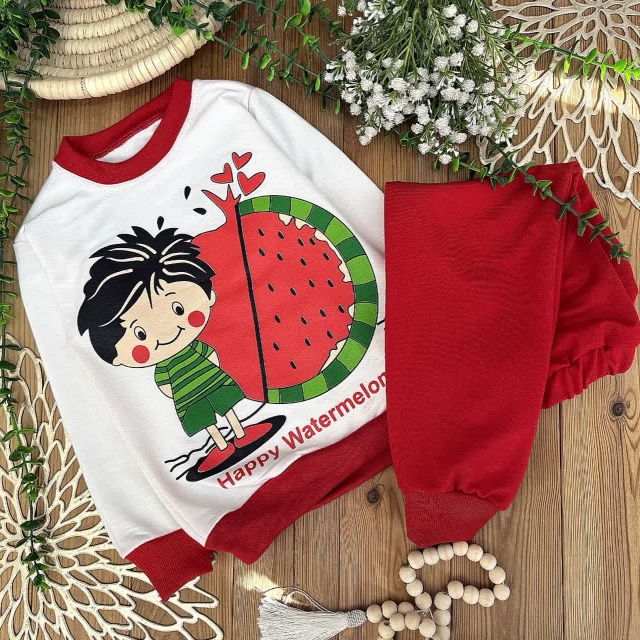 بلوز شلوار یلدایی پسر و هندوانه