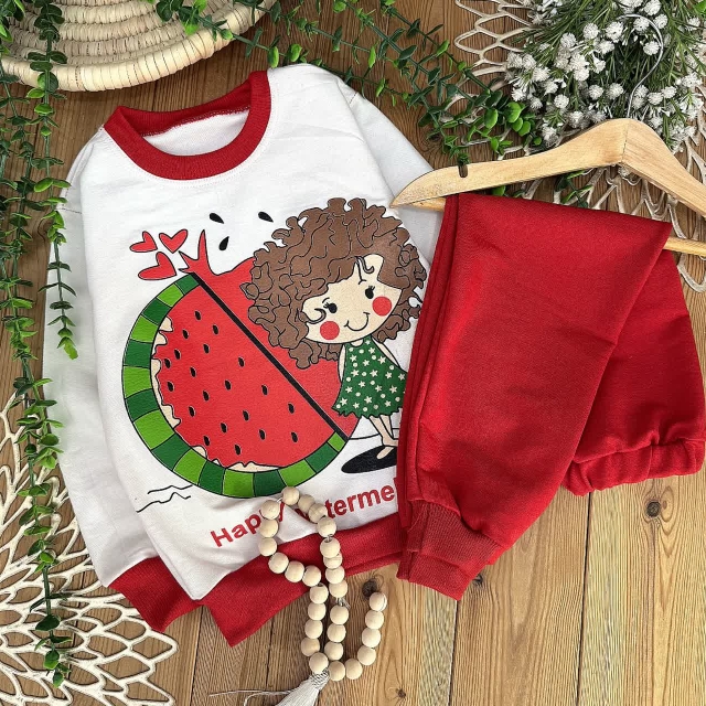 بلوز شلوار یلدایی دختر و هندوانه