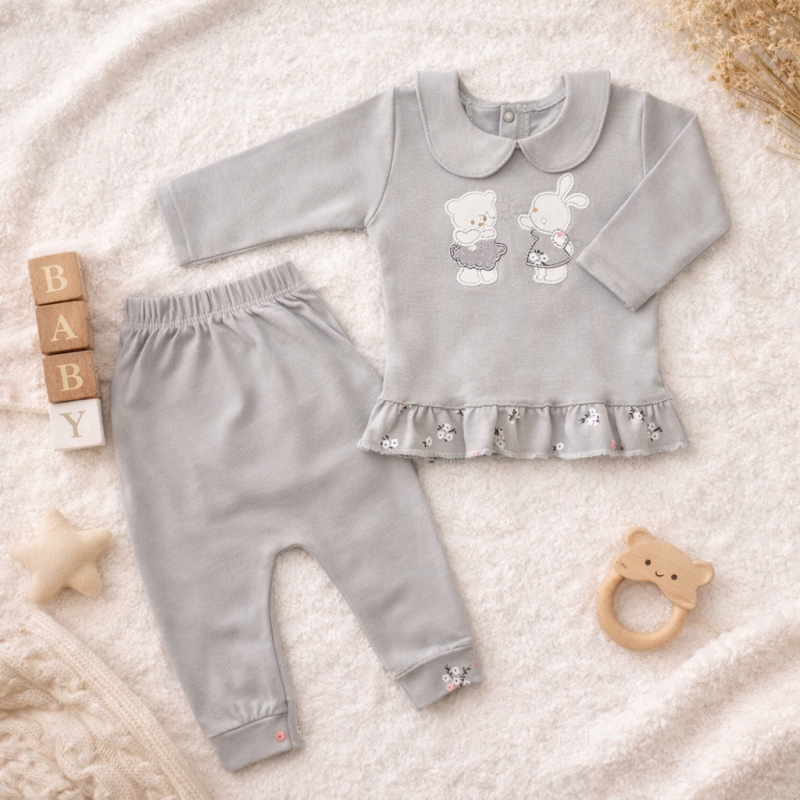 بلوز شلوار طوسی خرگوش