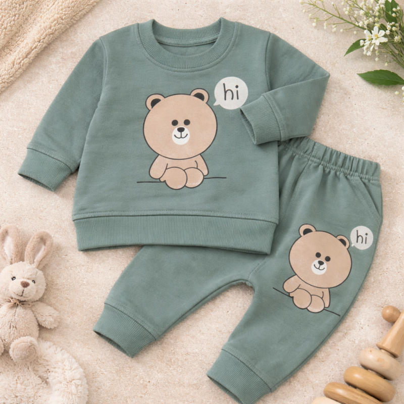 بلوز شلوار سبز خرسی