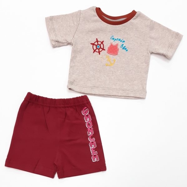 کوتاه شلوارک capitan blue کرمی زرشکی