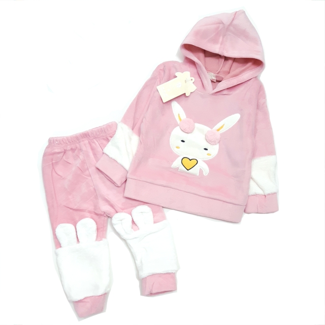 هودی شلوار خارجی خرگوش صورتی