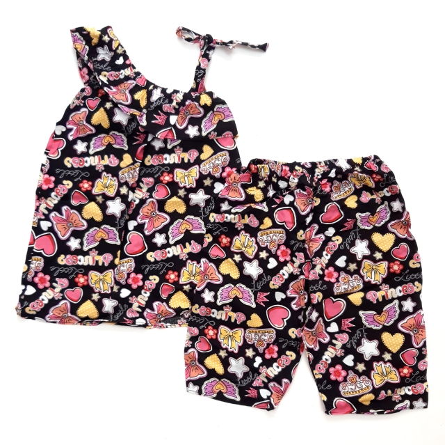 تاپ شلوارک مشکی پرنسس