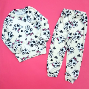 بلوز شلوار مخمل شیری گربه