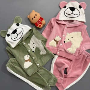 سوییشرت شلوار مخمل خرسی