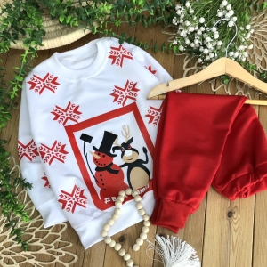 بلوز شلوار یلدایی آدم برفی