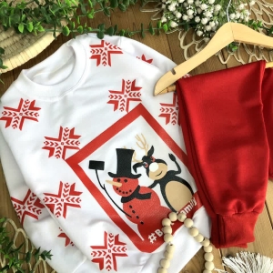 بلوز شلوار یلدایی آدم برفی