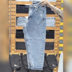 شلوار لی مام استایل آبی