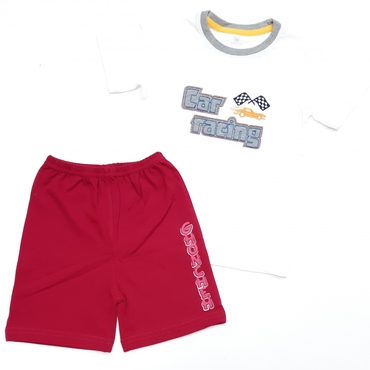 کوتاه شلوارک car racing سفید سرخابی