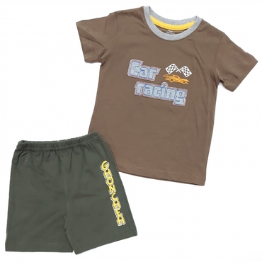 کوتاه شلوارک car racing قهوه‌ای‌روشن سبز