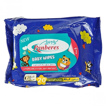 دستمال مرطوب 20 عددی پنبه‌ریز