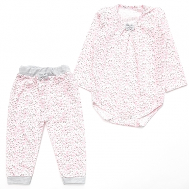 زیربلند شلوار گل صورتی طوسی