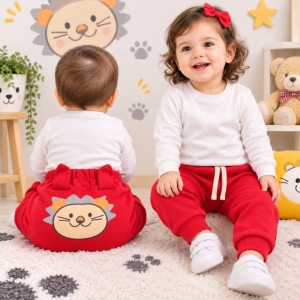 شلوار گوشدار قرمز شیر