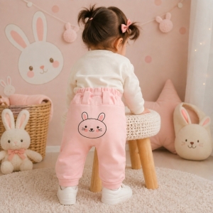 شلوار گوشدار صورتی خرگوش